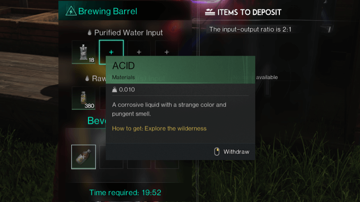 Once Human - Producing Acid in a Brewing Barrel
