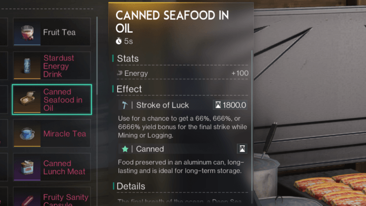 Once Human - Canned Seafood In Oil Description