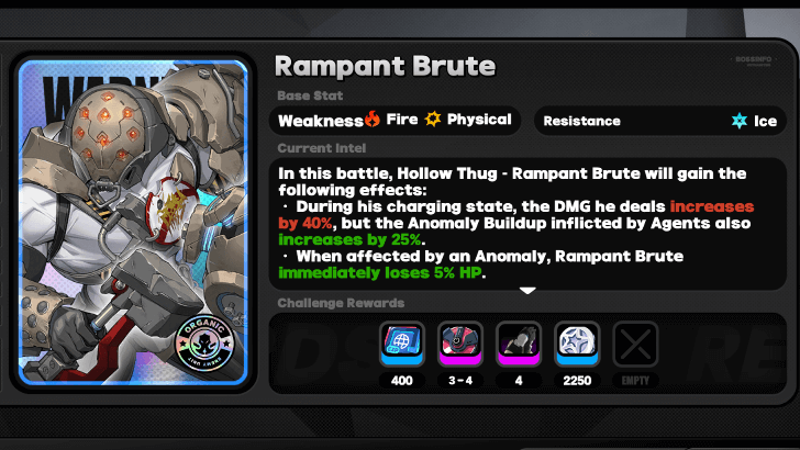 Rampant Brute Expert Challenge Screen