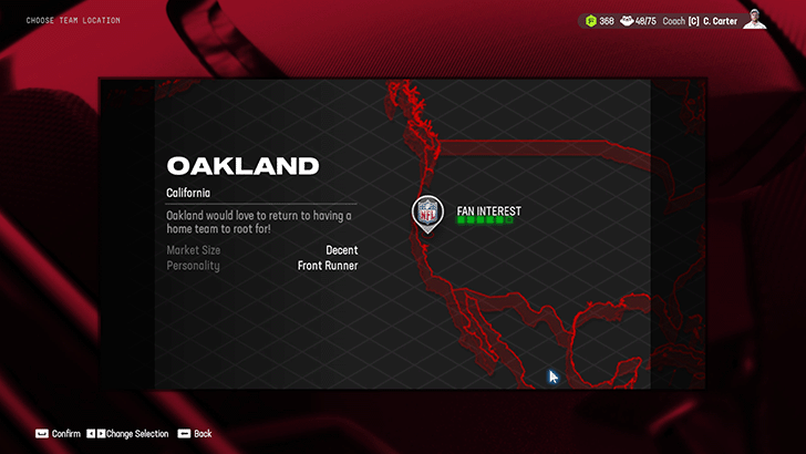 Madden NFL 25 - Select a City to Relocate