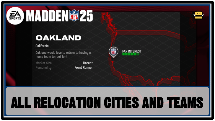 Madden NFL 25 - All Relocation Cities and Teams