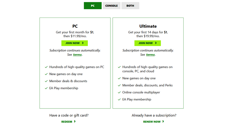 Sign Up for Game Pass Subscription