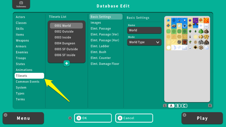 RPG MAKER WITH Database Tileset