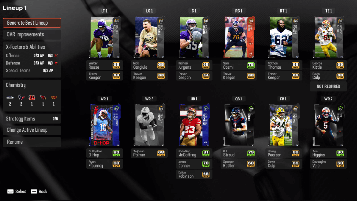 Madden NFL 25 - Line Up Screen