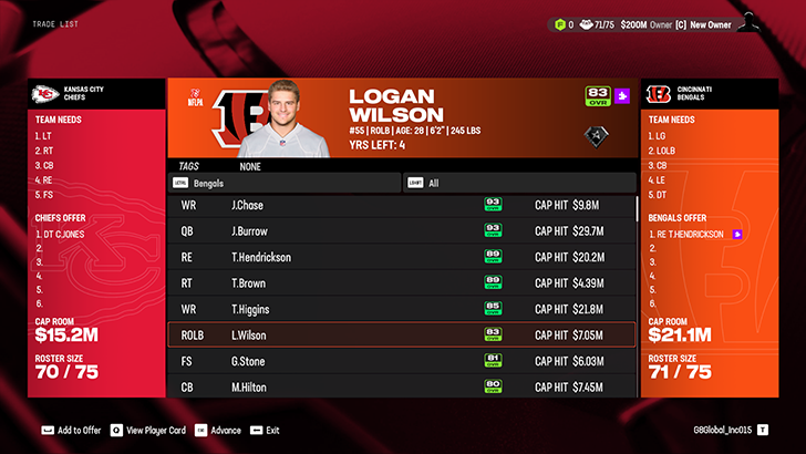 Madden NFL 25 - Select Players From Other Teams to Trade