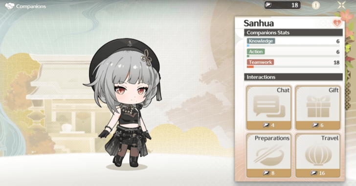 Increase Companion Stats by Interacting with them