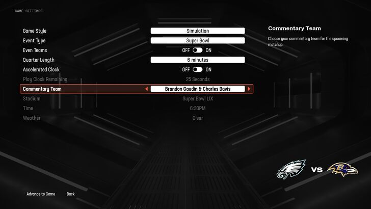 MADDEN NFL 25 - Quick Play Game Settings