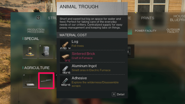 Once Human - Animal Trough in Build Menu