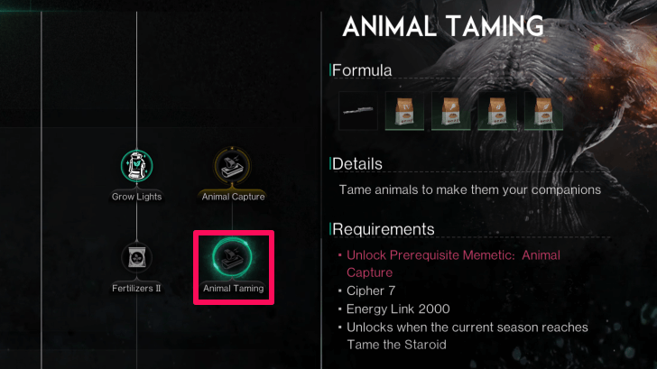 Once Human - Animal Taming Memetics Node