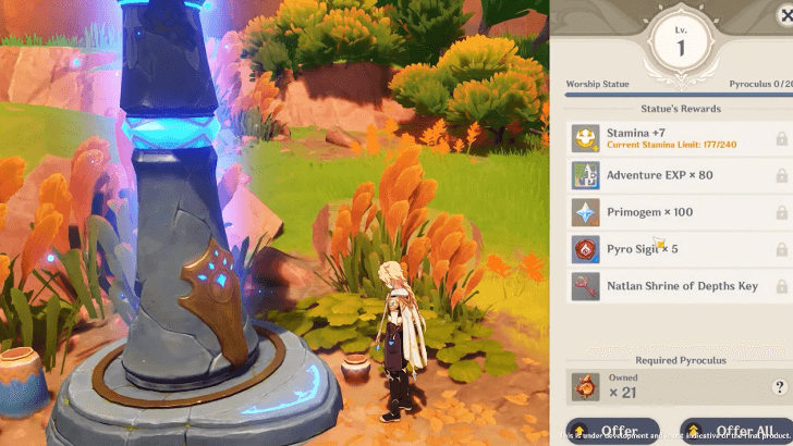 Genshin - Statue of Seven offerings can increase stamina limit