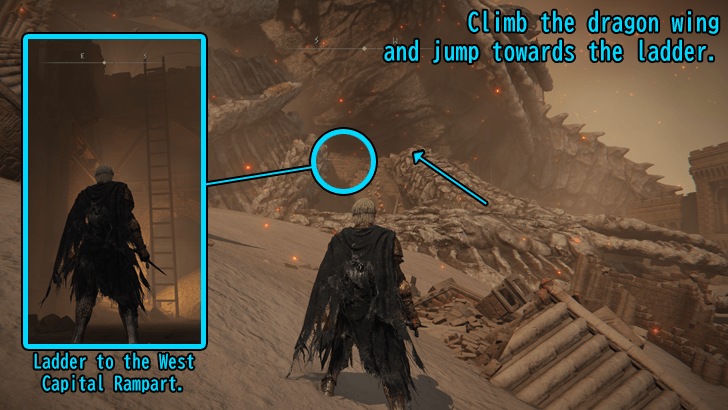 Ashen Capital Climbing the Dragon Wing to West Capital Rampart