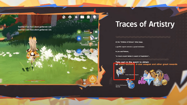 Genshin - Obtain from the Traces of Artistry Event