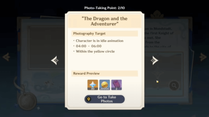 Genshin - Mementos of Teyvat - Check the Photography Targets