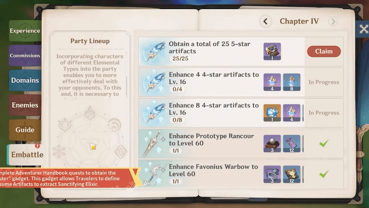 Genshin - Artifact Transmuter - Get from Adventurer Handbook