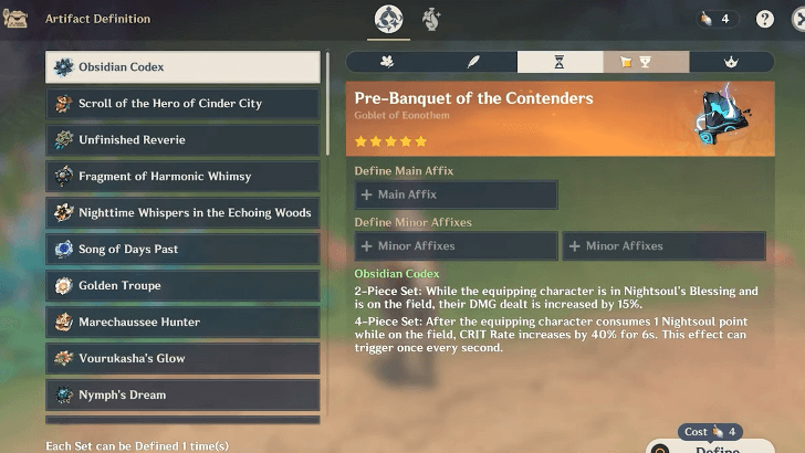 Genshin - Artifact Transmuter - Select Artifact Piece