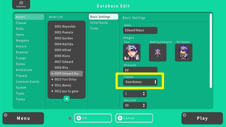 Character Class - RPG MAKER WITH