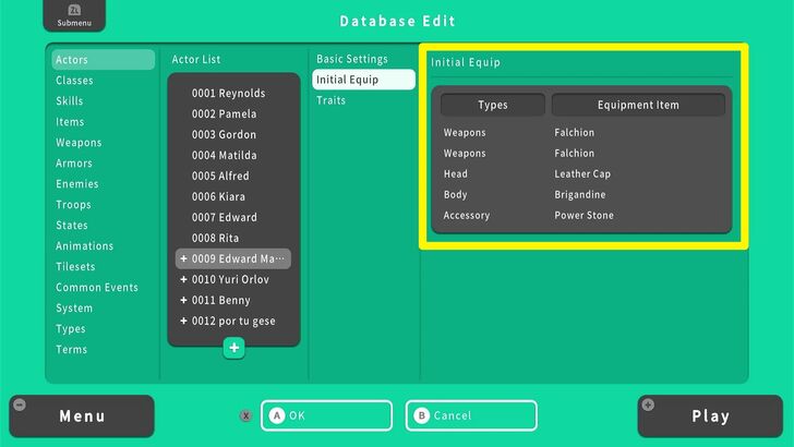 Initial Equipment - RPG MAKER WITH