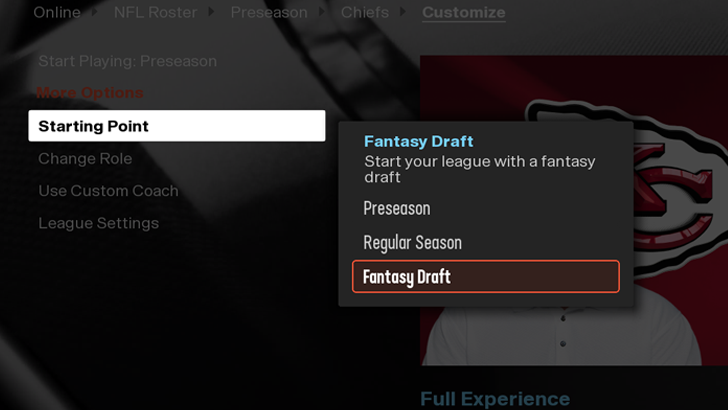 Madden NFL 25 - Select Fantasy Draft Under Starting Point