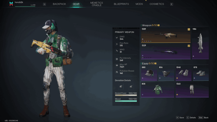 Once Human - Gear Menu