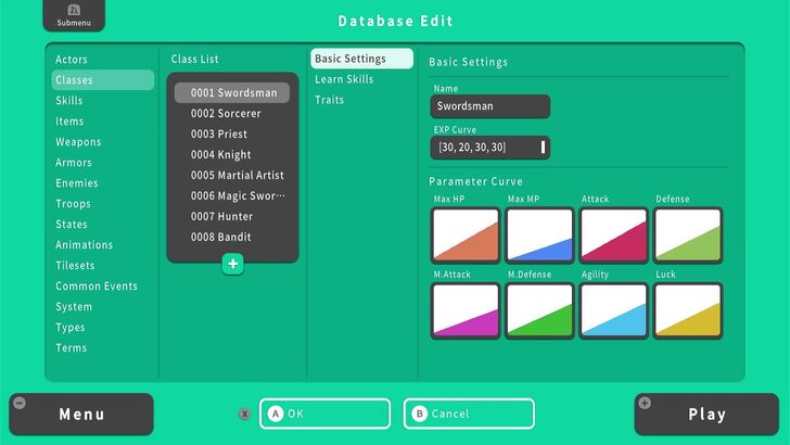 Character Class Settings - RPG MAKER WITH