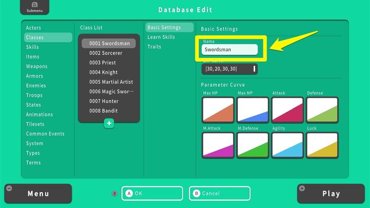 Class Name - RPG MAKER WITH
