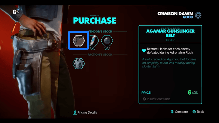 Star Wars Outlaws - Gear For Sale in Vendor Shop