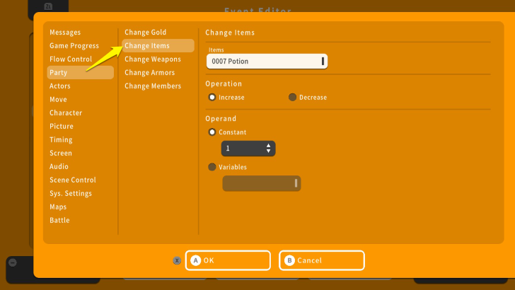 RPG MAKER WITH Change Item