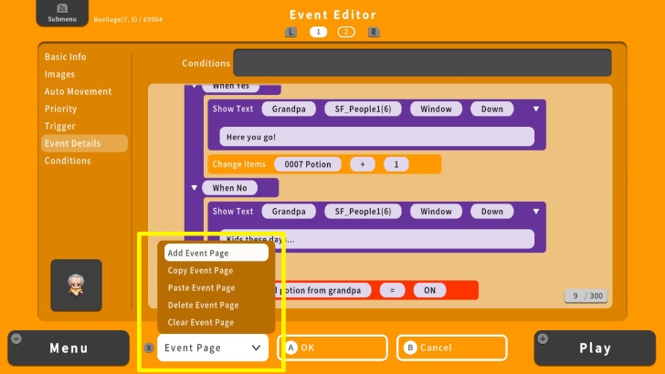 RPG MAKER WITH Event Page