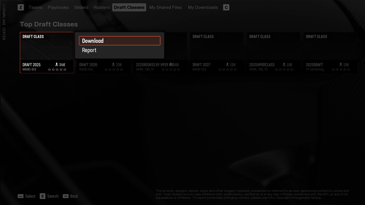 Madden NFL 25 - Download Draft Classes