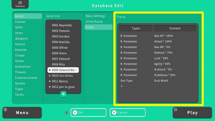 Traits - RPG MAKER WITH