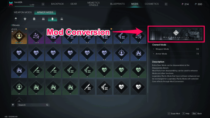 Once Human - Mod Conversion Button