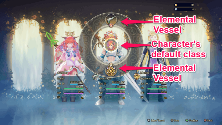 Select the Elemental Vessel or the Character