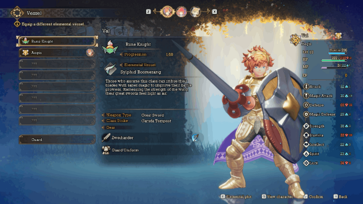 Change Class via the Gear-Skills Menu