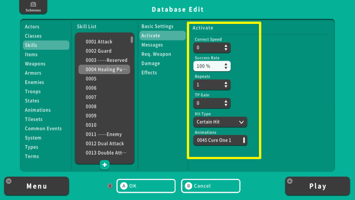 RPG MAKER WITH Skill Activate