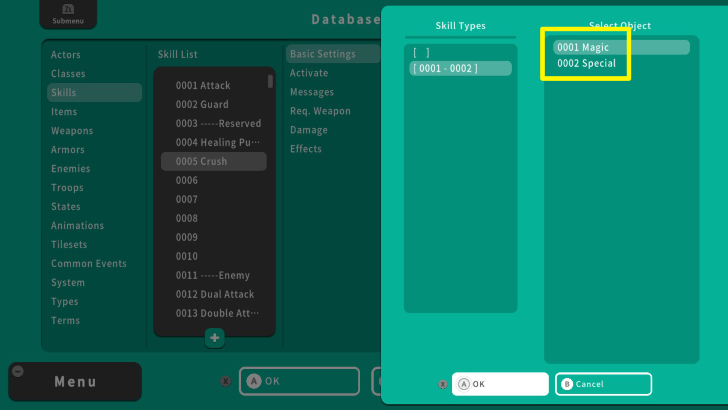 RPG MAKER WITH Skill Types