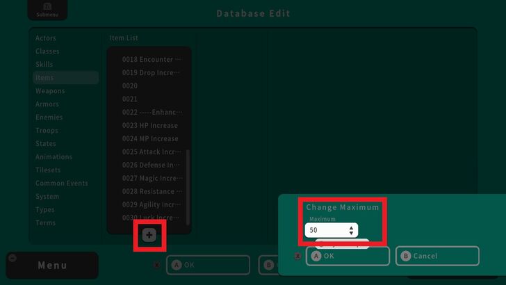 Change Max Item Number
