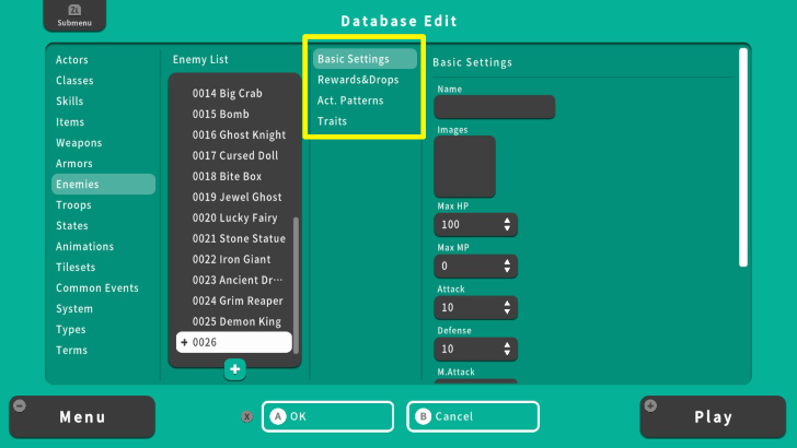 RPG MAKER Edit Enemy