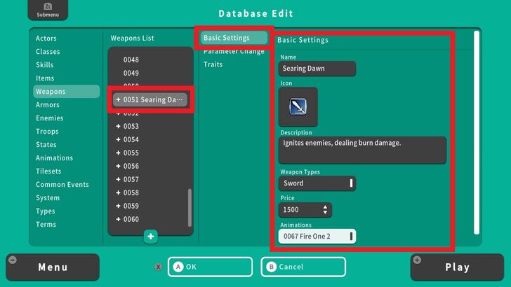 basic settings weapons