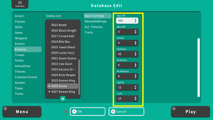 RPG MAKER WITH Unbalanced Stats