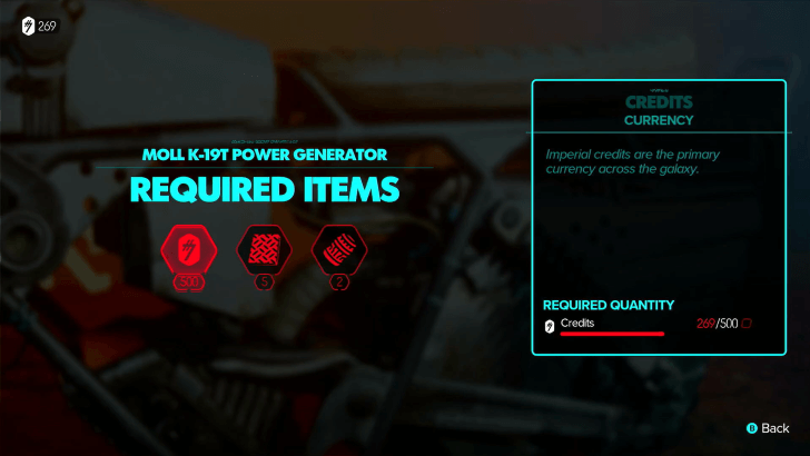 Star Wars Outlaws - Speeder Part Upgrade Cost