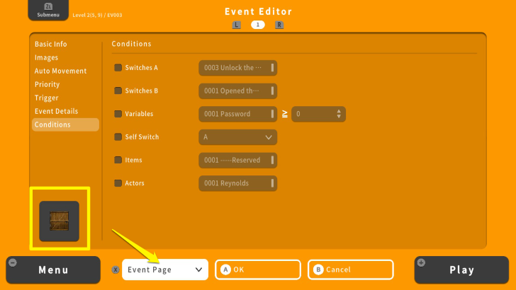 RPG MAKER WITH Event Page