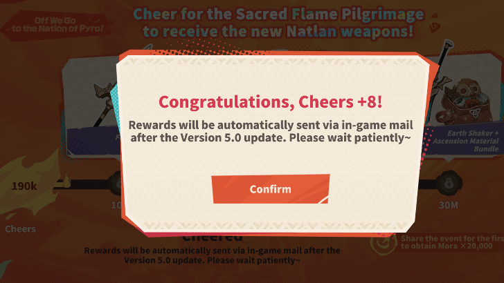 Genshin - Off We Go web event - Cheer