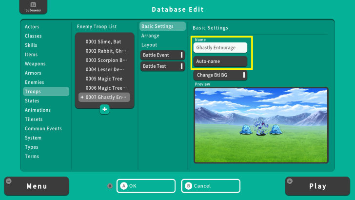 RPG MAKER WITH Name Troop