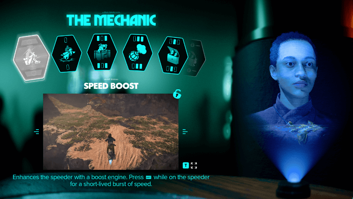 Star Wars Outlaws The Mechanic Menu Screen