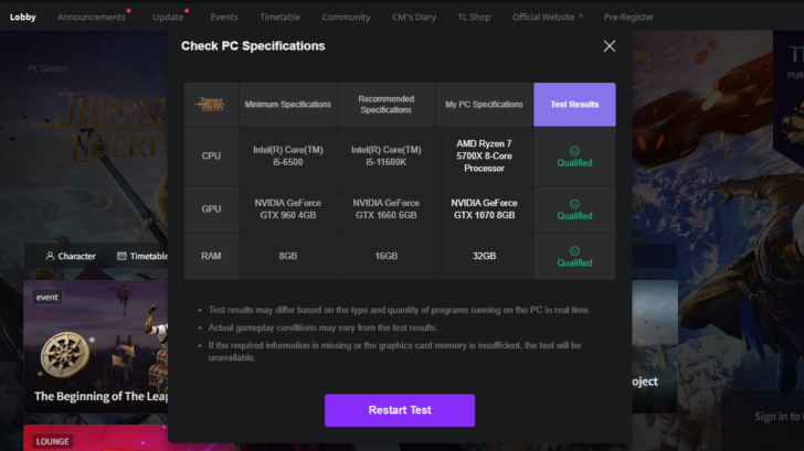 Throne and Liberty - Check PC specs