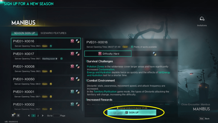 Once Human - Select a Server Sign Up Manibus
