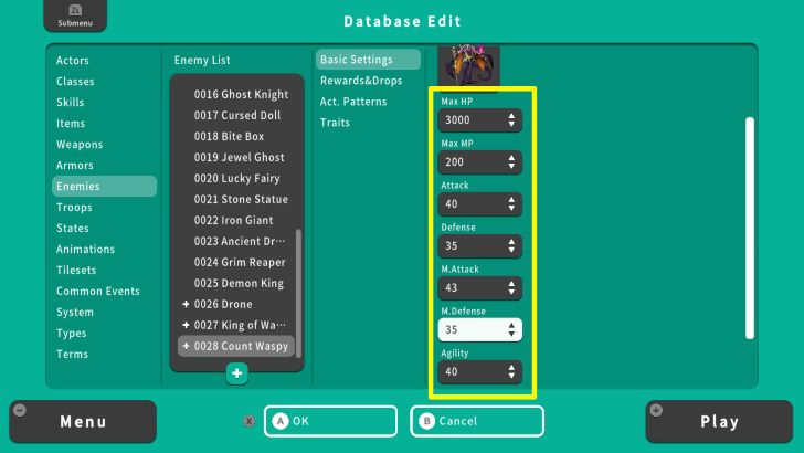 RPG MAKER WITH Boss Stats
