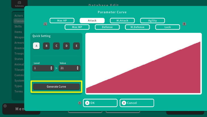 RPG MAKER WITH Generate Curve