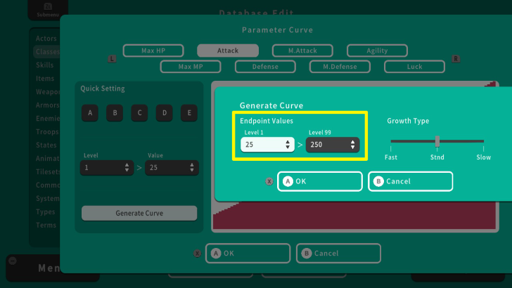 RPG MAKER WITH Endpoint Values