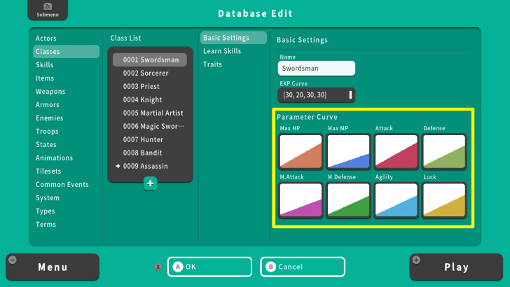 RPG MAKER WITH Parameter Curve